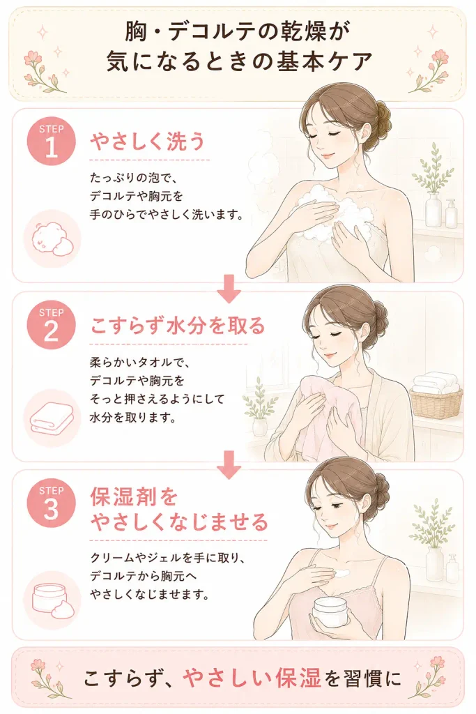 胸・デコルテの乾燥が気になるときの基本ケア