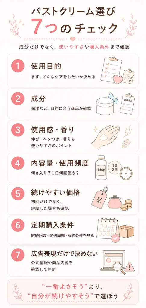 バストクリーム選び 7つのチェック