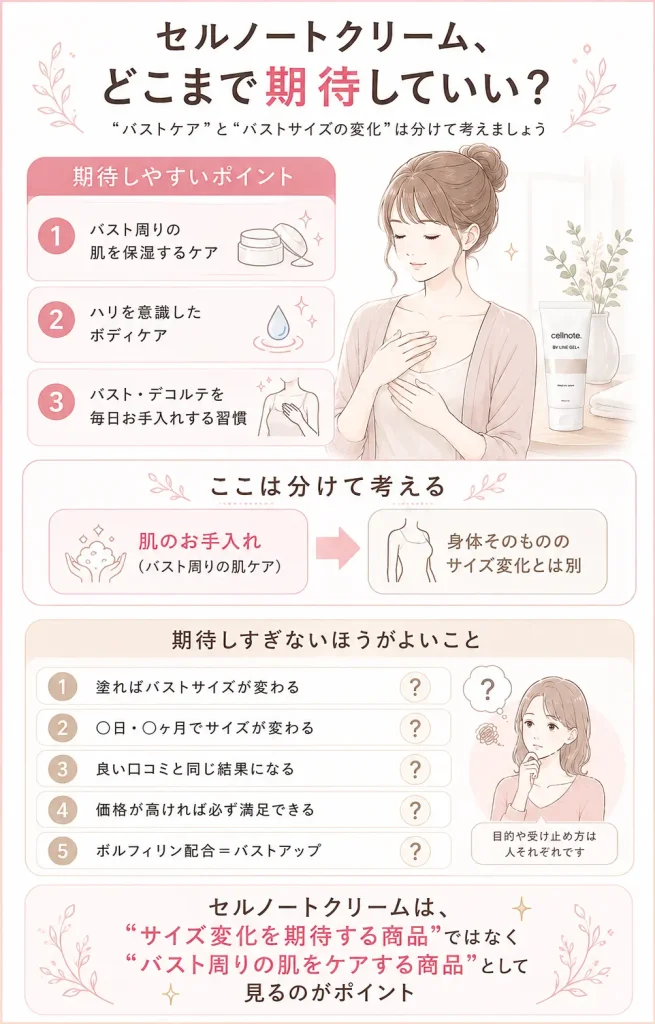 セルノートクリームで期待してよいこと／期待しすぎないほうがよいこと