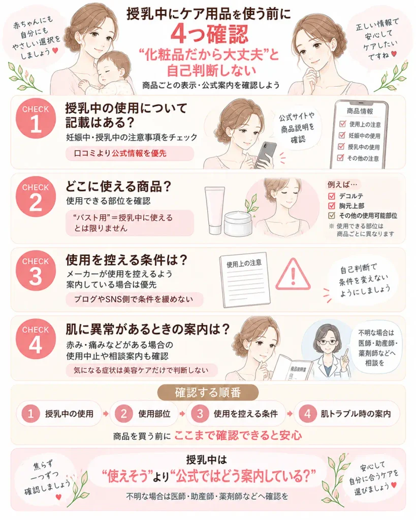 授乳中にケア用品を使う前の4つの確認