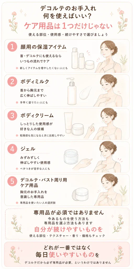デコルテに使えるケア用品の選択肢