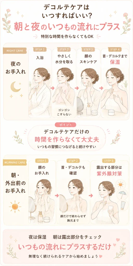 朝と夜のデコルテケアルーティン